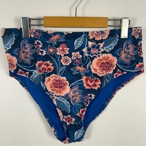 💕 time and tru Floral High-Waisted Bikini Bottoms L NWOT